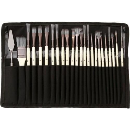 24 pcs/set Nylon Hair Watercolor Paint Brush Pen Wooden Handle Scrubbing Scraper Acrylic Painting Art Brushes Supplies