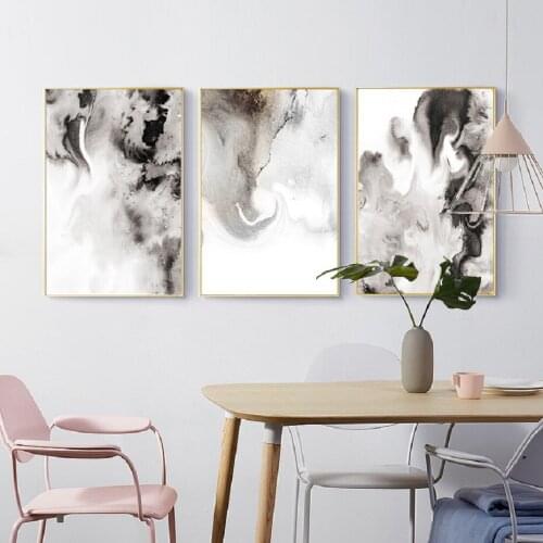 Nordic Modern Style Abstract Smoke Canvas Painting Black and White Ink Posters And Prints Wall Pictures For Living Room Decor