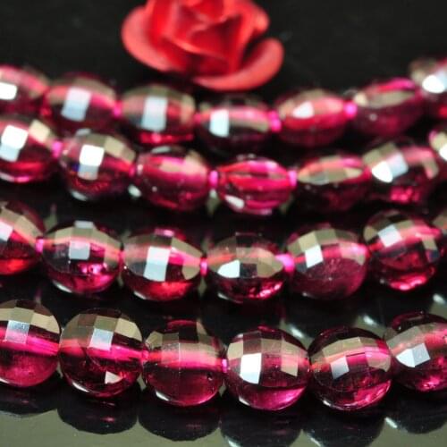 Natural Red Garnet Faceted Coin Loose Beads Wholesale Gemstones Semi Precious Stone Bracelet Necklace For Jewelry Making Design