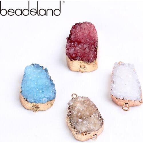 Beadsland Irregular Rectangle Nature Stone With Metal Accessories Fashion Pendant DIY Necklace Bracelet Girl Gift 36398