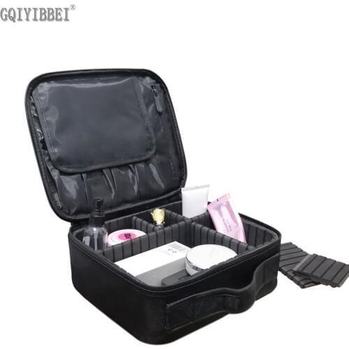 GQIYIBBEI Multilayer Detachable Zip Lock Waterproof Oxford Makeup Organizer Storage Box Beautician Cosmetic Suitcase Holders