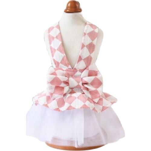 Dog Cat Dress Plaid Dress Pet Puppy Strapped Skirt Fluffy Skirt Spring/Summer Clothes Apparel 5 Sizes