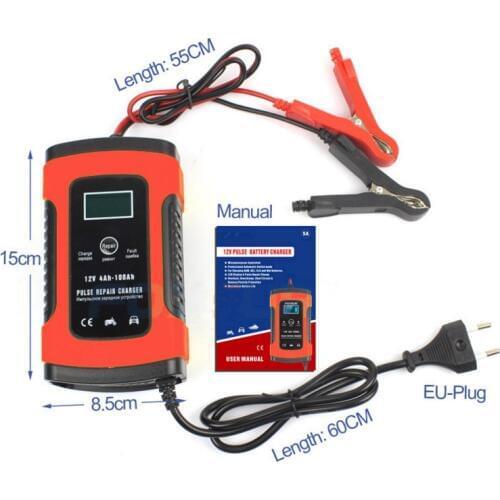 12V 5A Full Automatic Car Battery Charger Power Pulse Repair Chargers Wet Dry Lead Acid Battery-chargers Digital LCD Display