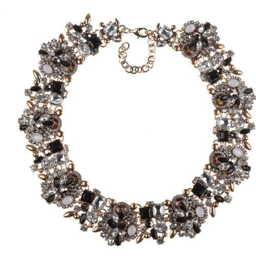 Luxury Crystal Rhinestone Large Collar Chokers Necklaces Women Wedding Fashion Jewelry Indian Statement Big Bib Choker Necklace