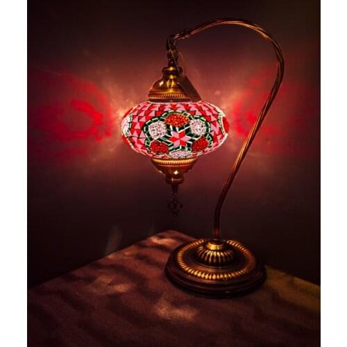 Handmade Turkish Moroccan Mosaic Authentic Vintage Art Deco Table Bedside Lamp, 5 Colors
