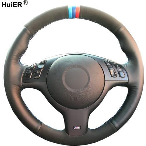 Hand Sewing Car Steering Wheel Cover Suede Leather For BMW M Sport E46 330i 330Ci E39 540i 525i 530i M3 E46 Car Accessories