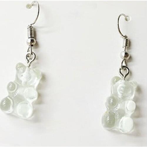 2021 Fashion Sequins Resin Gummy Bear Dangle Earrings for Women Girl DIY Cartoon Animal Bear Earrings Creative Drop Jewelry Gift