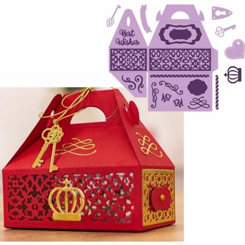 Carriable Foldable Bonbonniere Metal Cutting Dies 3D Foldable Sugar Box Best Wishes To You Die Cuts For Card Making Crafts Cards