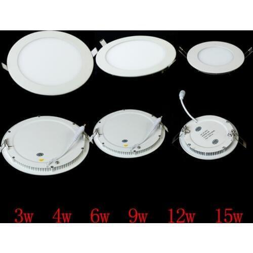Ultra Bright 3W 6W 9W 12W 15W 25W Dimmable Led Ceiling Recessed Downlight Round Panel light 85-265V Led Panel Bulb Lamp Light