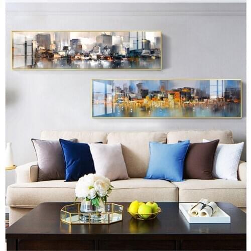 Creative Colourful Abstract City Scenery Nightscape Modern Nordic style Decorative Picture Canvas Wall Art Poster for room decor