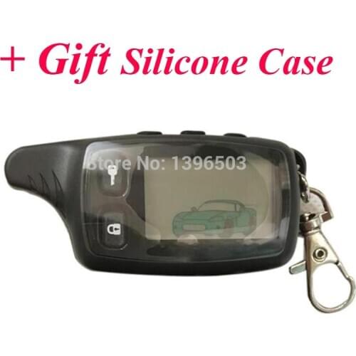 TW-9010 LCD Remote Keychain + Gift Key Case for TW9010 two way car alarm Tomahawk D-900 SL950 LR950 D 900 SL 950 LR 950 TW 7000
