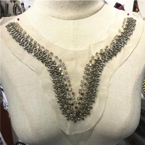 Sewing beaded collar patches for clothing DIY floral embroidered parches appliques for clothes decoration parch ropa