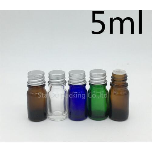 High-quality 10pcs/lot 5ML green Glass Bottle Vials Essential Oil Bottle, 5cc Perfume bottles Aluminum cap with plug