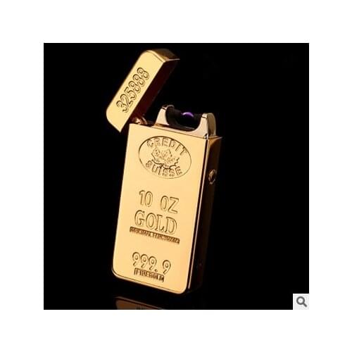 High Quality Gold Bar Pulsed ARC Windproof Electronic Rechargable USB Flameless lighter
