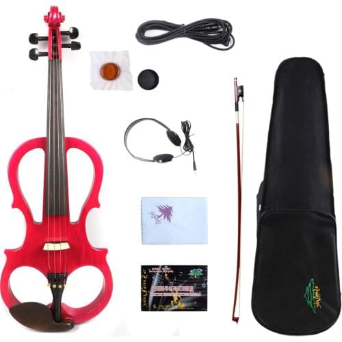 Yinfente red pink color Electric Silent Viola 16 inch Woodden Body Sweet Sound Free Case Bow