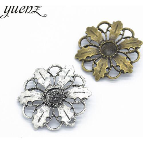 YuenZ 2pcs 2 Colors Antique silver color flower Zinc alloy Jewelry DIY Charms Pendant Necklace,Eearrings 42*42mm Q153