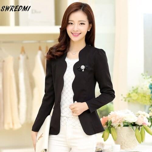 Women Blazers Ladies Spring And Autumn Plus Size M-5XL Solid Bazer Outerwear Suit Jacket Coat Female Jacket SWREDMI