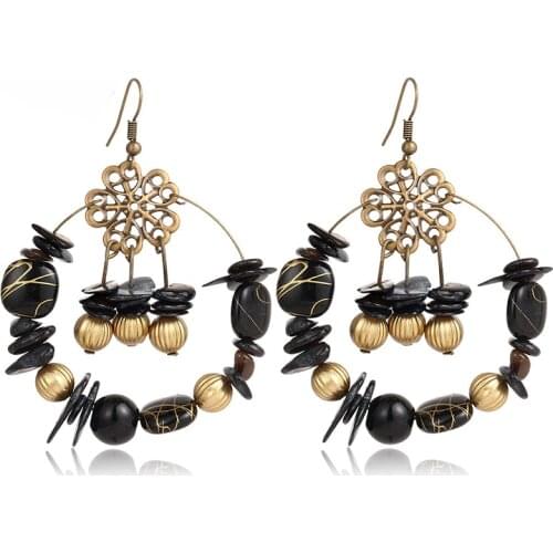 New Fashion Vintage 5 Colors Bohemia Pierced Statement Drop Earrings For Women Boho Ethnic Jewelry Gift Party Bijoux