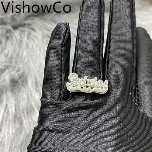 VishowCo Custom Name Rings Gold Personality Hip Hop Ring Women Fashion Punk Letter Ring Gifts