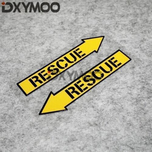 1Pair Car Styling Decal Sticker Warning Yellow Arrow RESCUE Motorcycle Bike Bumper