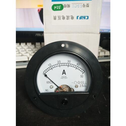 1pcs 65C5 DC 10A 15A 20A 30A 50A 75A 100A 150A 300A 500A Round Diameter Analog Ammeter Panel AMP Current Meter 65C5 DC 0-50A
