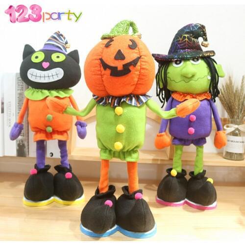 123 Party Halloween Decorations Telescopic Figurine Decoration Pumpkin Witch Ghost Festival Party Scene DIY Arrangement Props