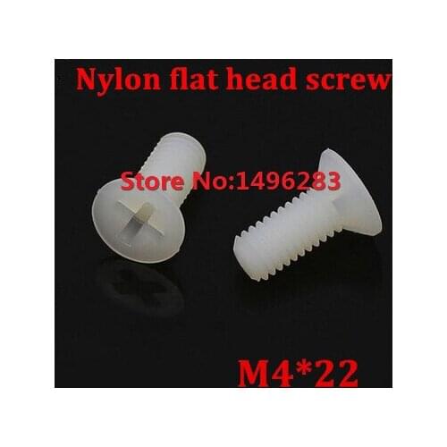 200pcs M4*22 Nylon Countersunk Head Socket Screw Metric Threaded Machine Flat Bolt