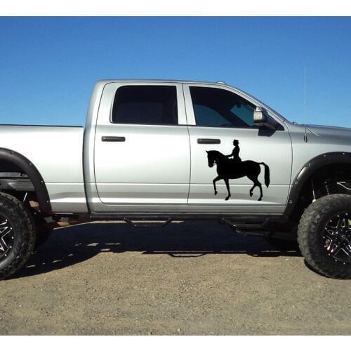 58cm x 55.33cm 2 x Horse Riding (one For Each Side) Car Sticker For Cars Side, Truck Window ,Auto SUV Door Vinyl Decal 8 Colors