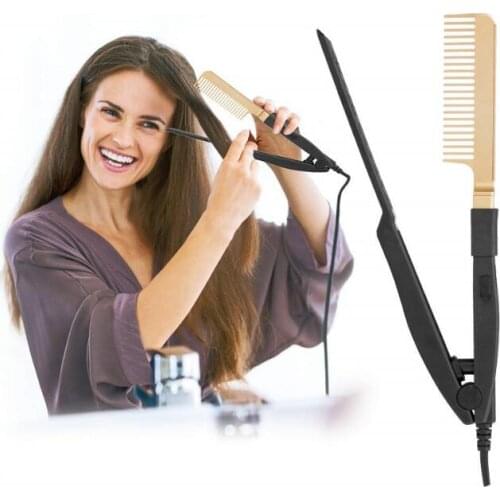 6Set/Lot Electric Curling Comb Dry Wet Copper Straight/Curly Hair Comb Hair Straightener 3 Speeds Hair Care Styling Tools HA2103