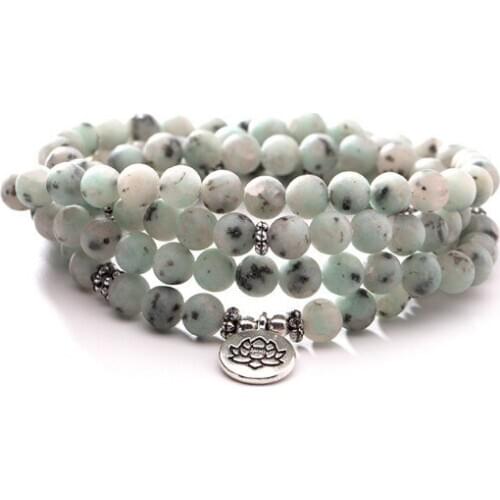 White 108 beads 8mm elastic adjustable Lotus life tree Buddha OM eye Chakra Reiki agate Onyx Yoga Bracelet necklace dtg23