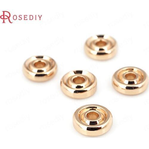 D443)20 pieces 6mm 8mm 12mm 24K Champagne Gold Color Plated Brass Tires Bracelet Spacer Beads High Quality Jewelry Accessories