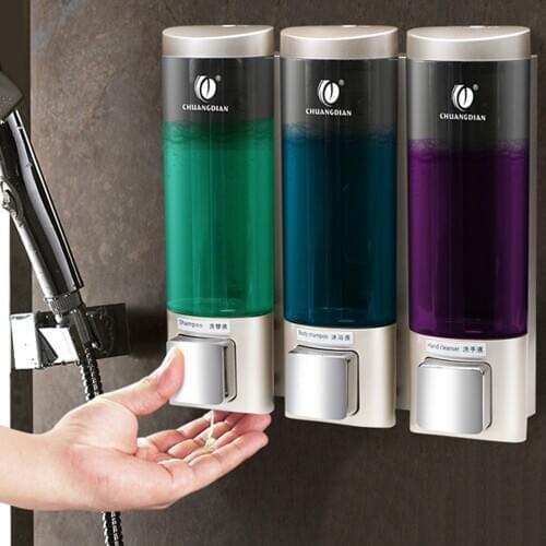 CHUANGDIAN Shampoo Box Wall-mounted Liquid Soap Dispensers 3 Chamber Shampoo Shower Gel Bottles Bathroom Accessories Soap Bottle