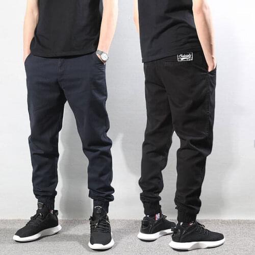Japanese Vintage Fashion Men Jeans Loose Fit Navy Blue Casual Cargo Pants Slack Bottom Streetwear Hip Hop Joggers Pants Men