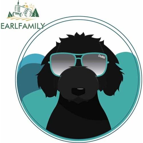 EARLFAMILY 13cm x 12.7cm For Dog With Sun Glasses Body for Car Stickers Fashion Graphics Decal Waterproof Vinyl Material Decor