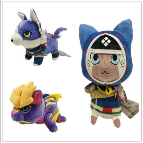 23-25cm Game Monster Hunter Rise Plush Toys Soft Tiger Dragon Ailu Cat Animal Stuffed Peluches Doll Toy Gifts For Children