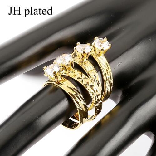 JHplated Four styles Fashion Wedding Rings For women /girl Gold Color with White stone Rings Jewelry Engagement Rings
