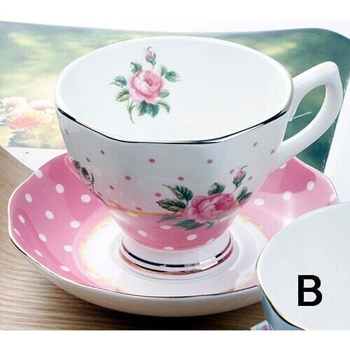 TBone China Coffee Cup Sets Colorful Flower Ceramic Tea Cups And Saucers British Office Teacup Porcelain Nice Gif