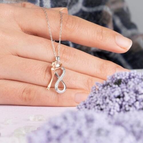 Infinity necklace with a luxurious distinctive design decorated with zircon stone,sterling silver925,high quality and guaranteed