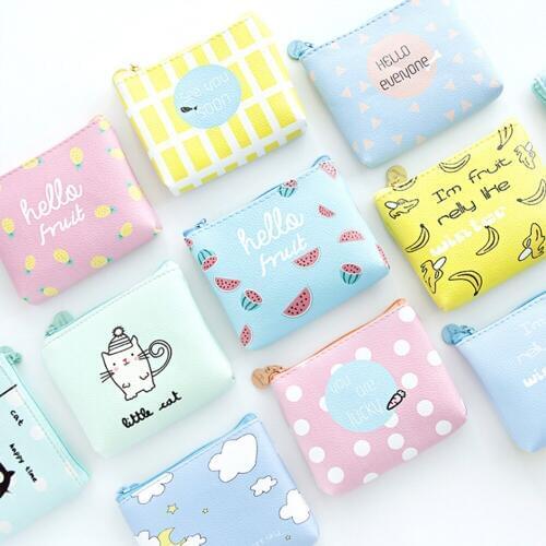 ISKYBOB Hot Sale 1PC Cartoon Animal Fruit Coin Purses Women Mini Wallets Card Holder Key Money Bags Girls Purse Pouch