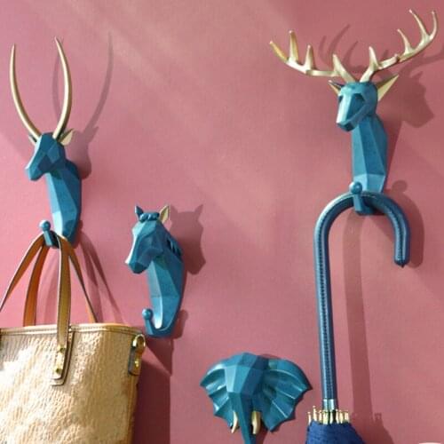 Animal Coat Hooks Wall Hanging Porch Decoration Viscose Antler Pattern Rack Door Sticky Hook Key Hanger