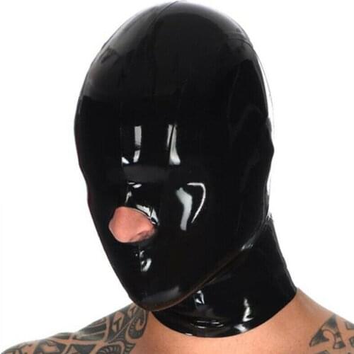 Latex Hood Only Open Nose for Catsuit Rubber Mask Exposed Nose Club Wear Costume sex toys