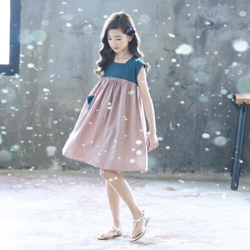 Summer Dress 2021 For Girls Patchwork Party Dress For Kids Girl Princess Loose Teenage Little Girls Dress Children Clothes