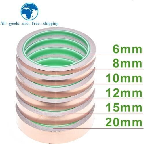 10m 6-20mm Adhesive Tape Foil Tape Adhesive Conductive Copper Shield Eliminate EMI Anti-static Single-sided Repair Tape