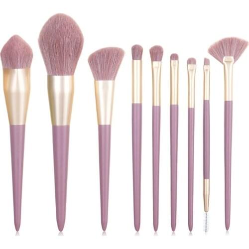 27RC 9Pcs Purple Makeup Brushes Set Professional Powder Eye Shawdow Blending Eyeliner Eyelash Eyebrow Beauty Cosmetic Soft Brush