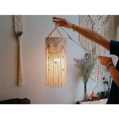 60cm Bohemian Bohe Macrame Hanging Handcrafted Lamp Woven Wall Tapestry Decorative Pendant Shade Chic