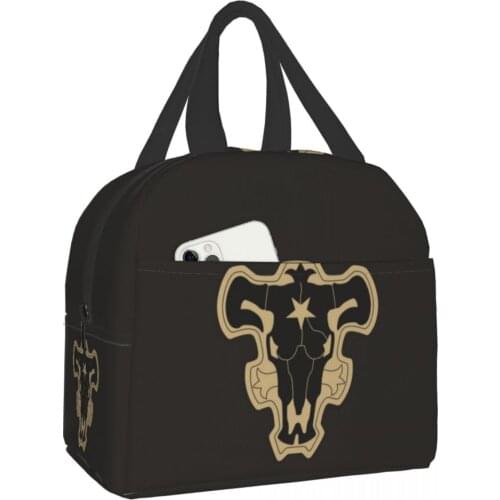 Black Clover Portable Lunch Bag New Thermal Insulated Lunch Box Tote Cooler Handbag Bento Pouch Dinner School Food Storage Bags