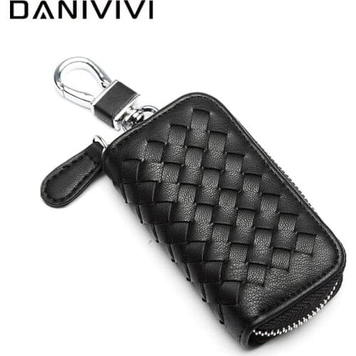 Luxury Mini Car Key Bag Mens Keychain keys Case Leather Auto Key Wallet Zipper Keychain Cover Case Bag Men Purse
