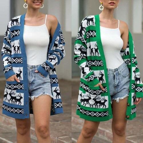 Ugly Christmas Knitted Cardigans Sweater Women Fall Winter Knitwear Oversize Cardigan Medium Long Harajuku Outside Fad Vogue