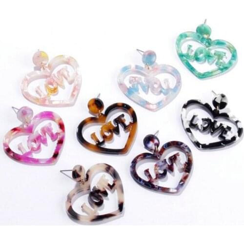 Oorbellen Resin Heart Shaped Earrings Love Letter Earrings For Women Fashion Party Earrings Hot Sale Jewelry 2021Gifts Wholesale