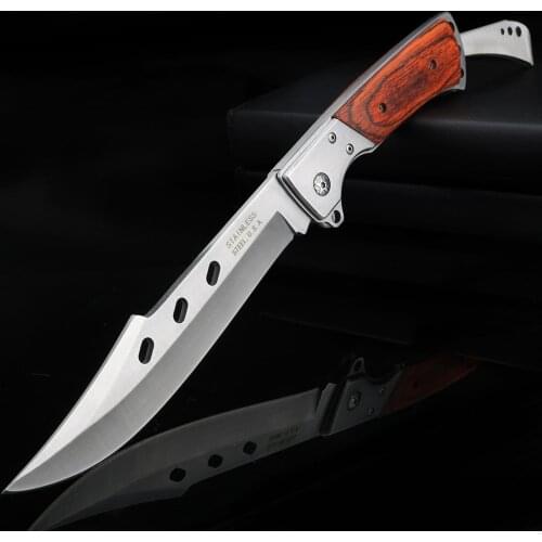 XUANFENG Colored Wooden Handle Folding Jungle Knife Field Hunting Folding Knife Tactical Long Folding Knife